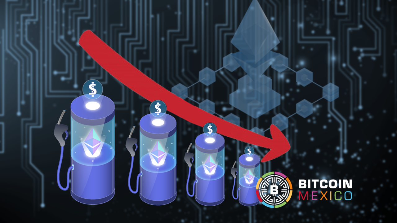 Gas de Ethereum baja a la mitad en un mes