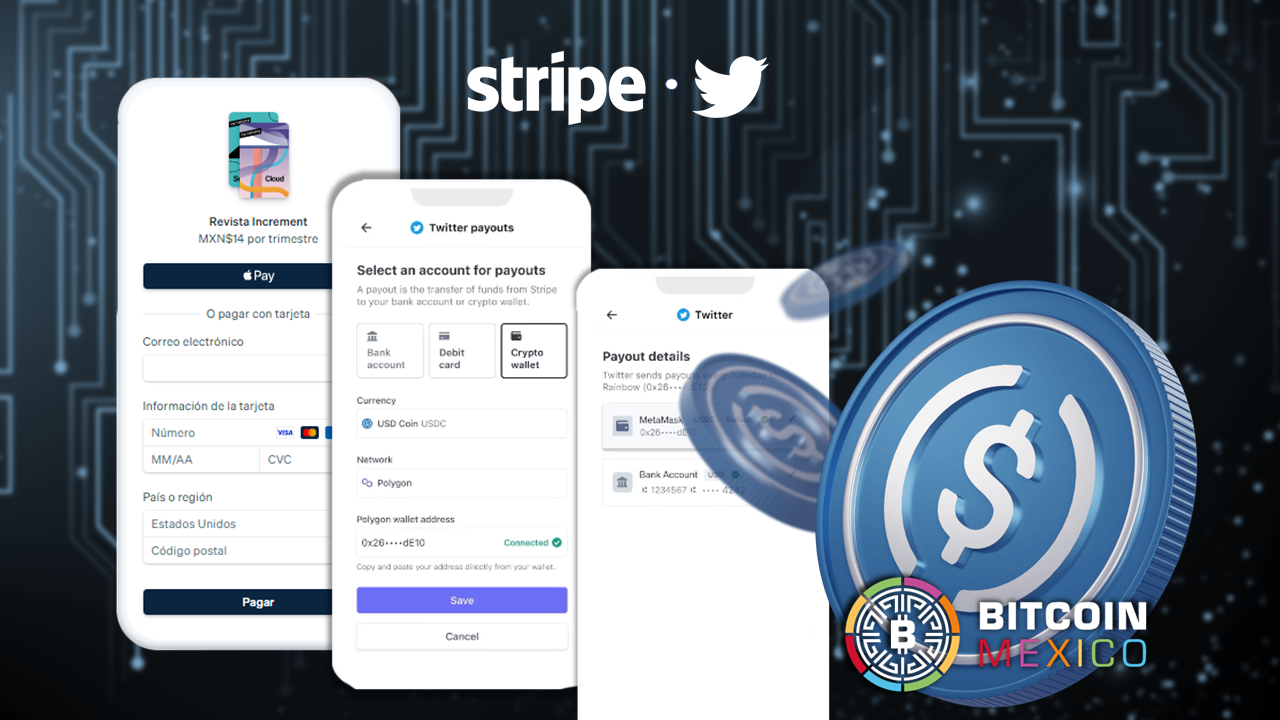 Stripe y Twitter probarán la función de criptopagos  con  Connect y USDC